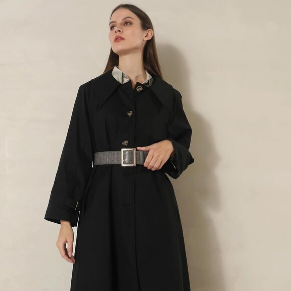 Women Leather Wide Fashion Thick Dress Belt With Gold Buckle Belt Grey Gold - Picture 7 of 7